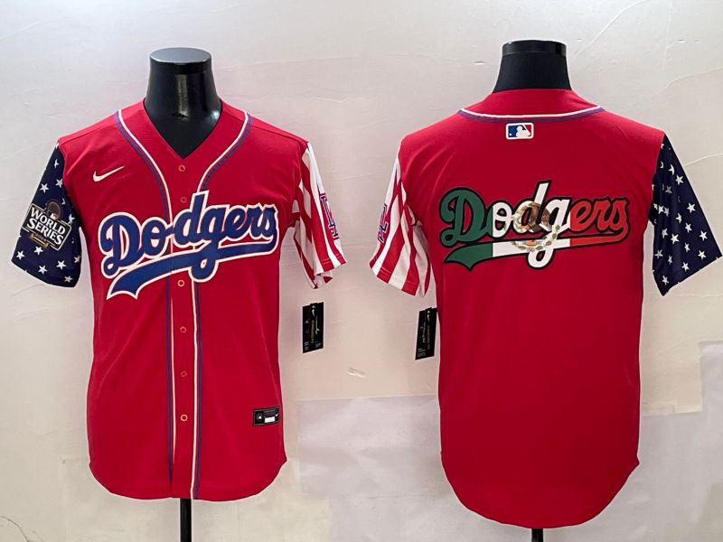 Men Los Angeles Dodgers Blank Red a generation of national flags Joint name 2025 Nike MLB Jersey style 11->los angeles dodgers->MLB Jersey
